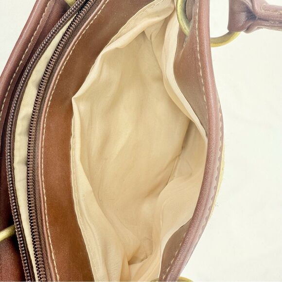 Connections Cream Woven Brown Faux Leather Two Piece Coastal Wallet Handbag Set - Picture 9 of 16